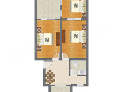 3室1厅 59.90平米户型图