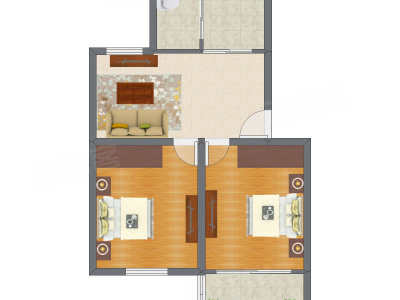 2室1厅 74.18平米户型图