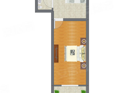 1室0厅 34.16平米户型图