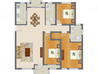 3室2厅 133.00平米户型图