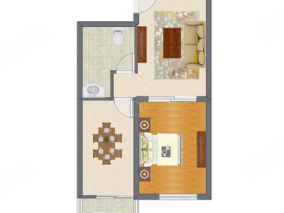 1室2厅 69.83平米户型图