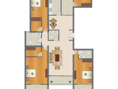 3室2厅 243.00平米户型图
