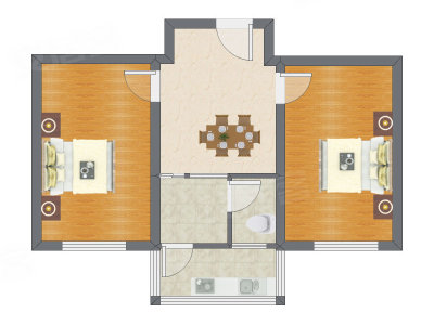 2室1厅 65.35平米
