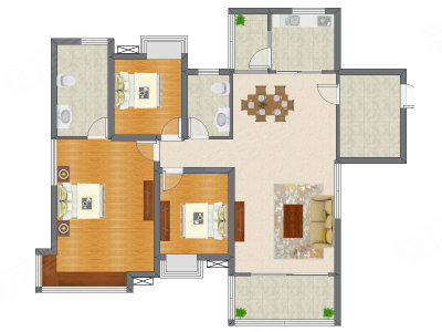 3室2厅 106.25平米户型图