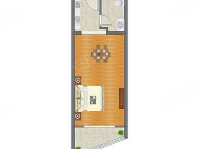 1室0厅 60.37平米户型图