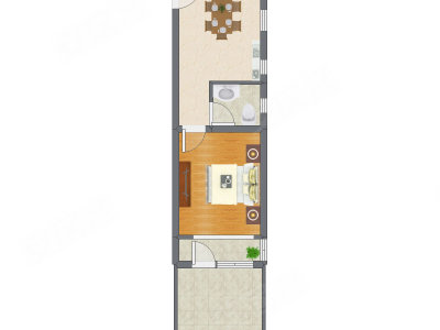 1室1厅 37.70平米