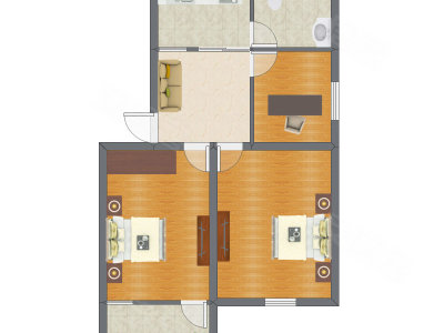 3室1厅 65.21平米户型图