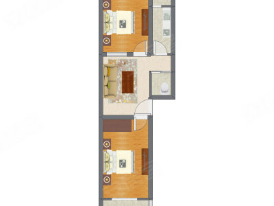 2室1厅 65.16平米