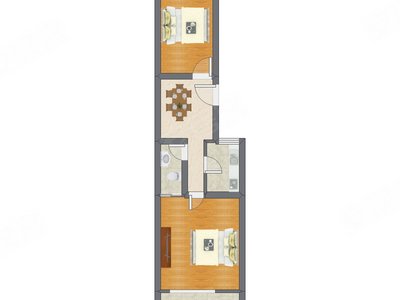 2室1厅 58.00平米