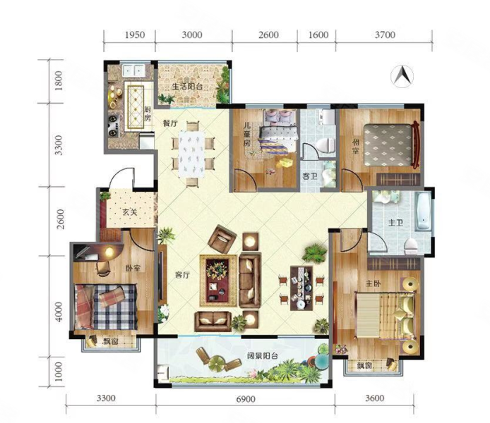 元沃·御景苑4室3厅2卫160㎡南北128万