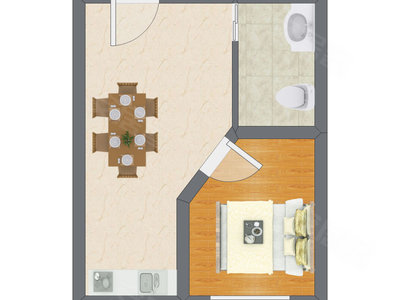 1室1厅 45.53平米