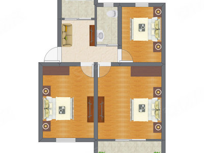 3室1厅 55.29平米
