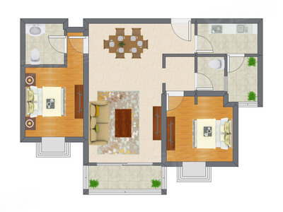 2室2厅 111.85平米户型图