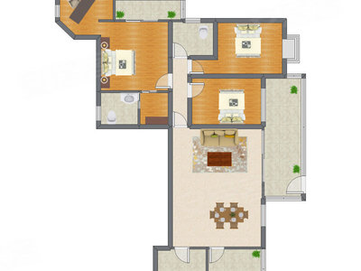 3室2厅 94.17平米户型图