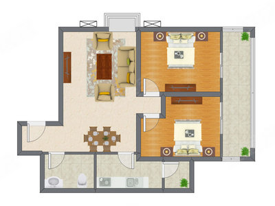 2室2厅 88.79平米