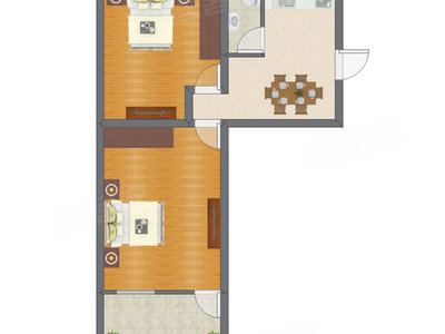 2室1厅 45.20平米