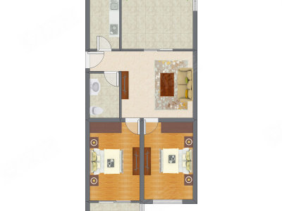 2室1厅 83.76平米