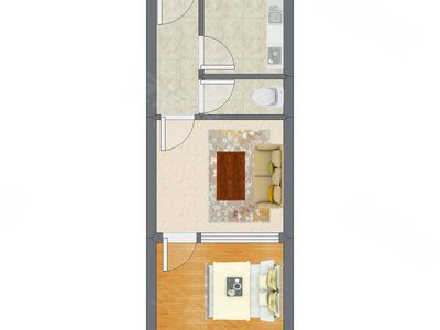 1室1厅 39.24平米户型图