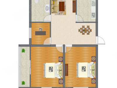 3室2厅 87.00平米