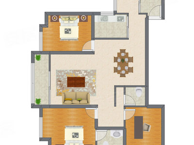 3室2厅 113.22平米户型图