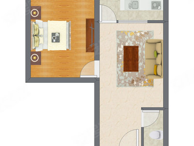 1室1厅 53.62平米户型图