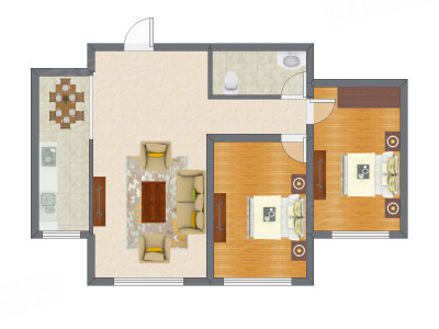2室1厅 105.05平米户型图