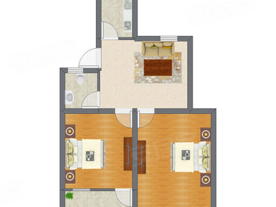 2室1厅 65.50平米户型图