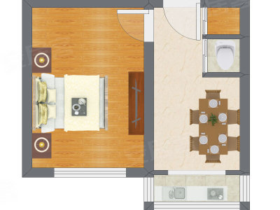 1室1厅 32.16平米户型图
