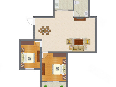 2室2厅 72.50平米户型图