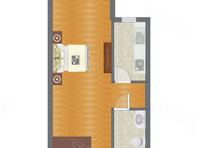 1室0厅 53.55平米户型图