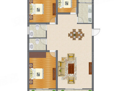 3室1厅 98.44平米