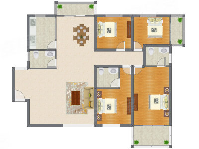 4室2厅 186.34平米