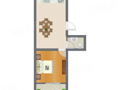 1室1厅 54.45平米户型图