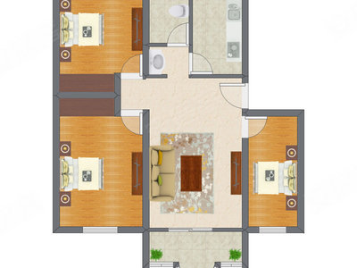 3室2厅 99.57平米户型图