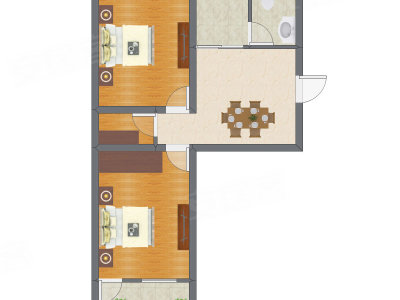 2室2厅 76.70平米户型图