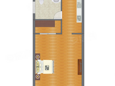 1室1厅 41.86平米户型图