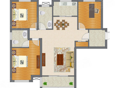3室2厅 108.50平米户型图