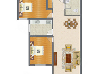 2室2厅 110.59平米户型图