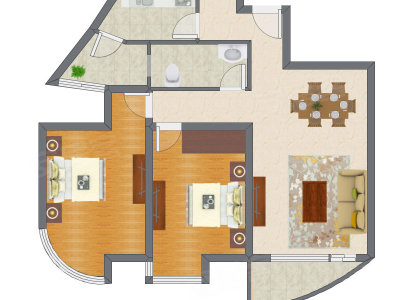 2室2厅 112.94平米户型图