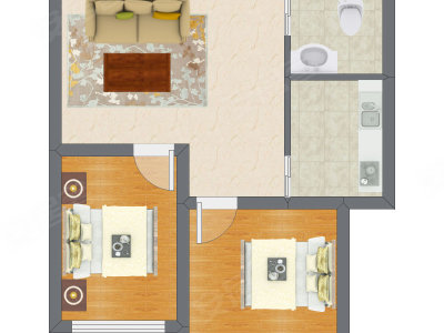 2室1厅 37.12平米