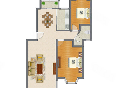 2室2厅 101.01平米户型图