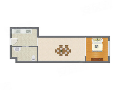 1室1厅 63.00平米户型图
