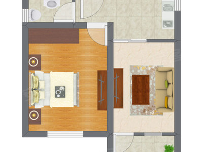 1室1厅 30.12平米户型图