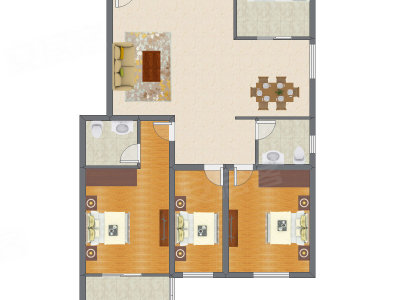 3室2厅 161.39平米户型图