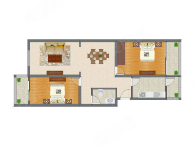 2室2厅 111.46平米户型图