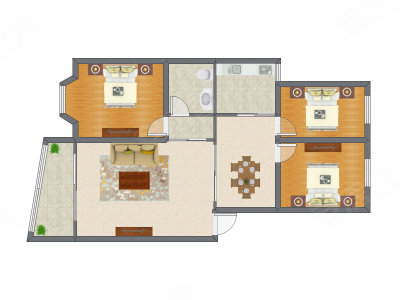 3室2厅 103.00平米户型图