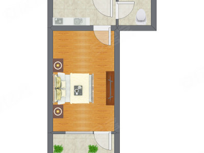 1室0厅 31.12平米户型图