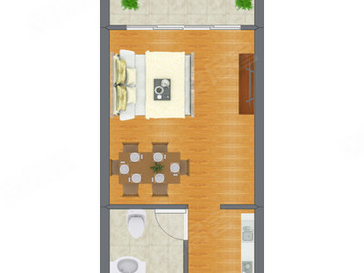 1室0厅 27.14平米