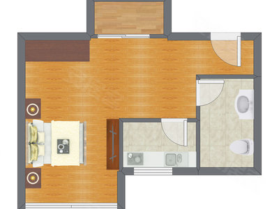 1室0厅 54.76平米户型图