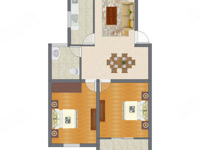 2室2厅 93.00平米户型图